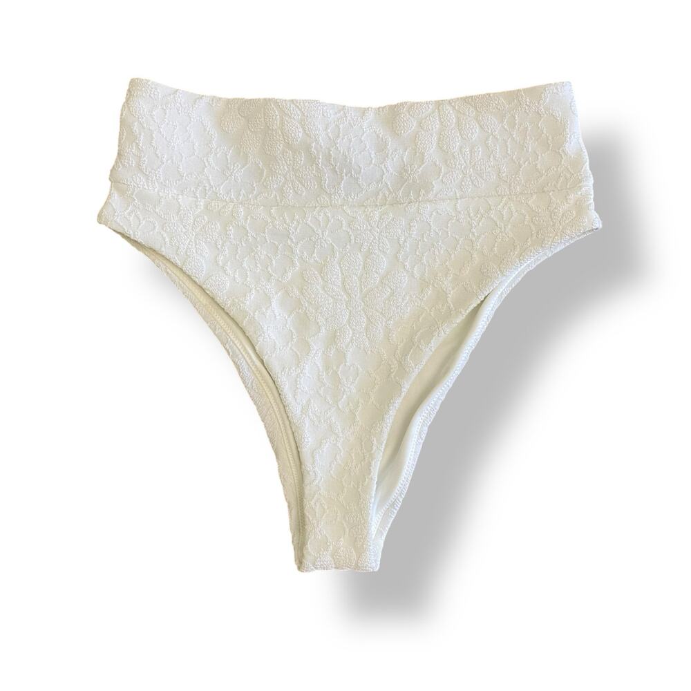 Aerie NWT High-Waisted‎ Floral Bikini Bottoms Womens Size XS White